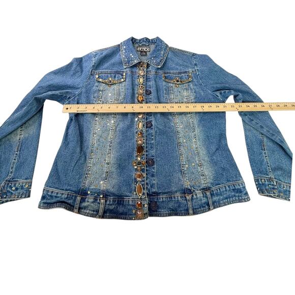 Designer Jean Jacket BEREK 2 COLLECTION Womens XL Takako Sakon Sequin Rhinestone - Picture 8 of 12